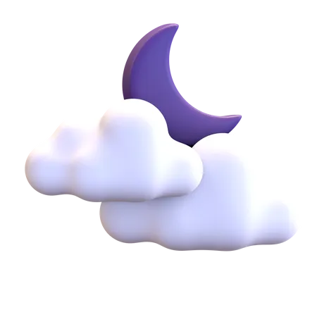 Cloudy Moon Night Weather Icon 3 D Render Illustration 3D Illustration
