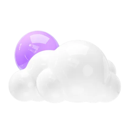 Night Icon Cloud And Full Moon Weather Forecast Sign 3D Icon
