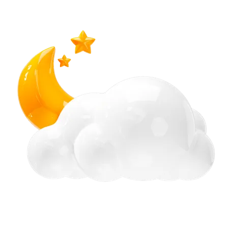 Night Icon Cloud And Moon Weather Forecast Sign 3D Icon