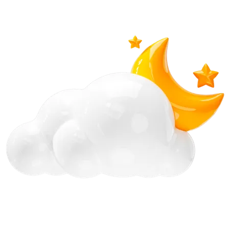 Night Icon Cloud And Moon Weather Forecast Sign 3D Icon