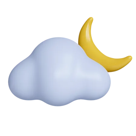 3 D Weather Cloud With Moon Night Day Icon Isolated On Gray Background 3 D Rendering Illustration Clipping Path 3D Icon