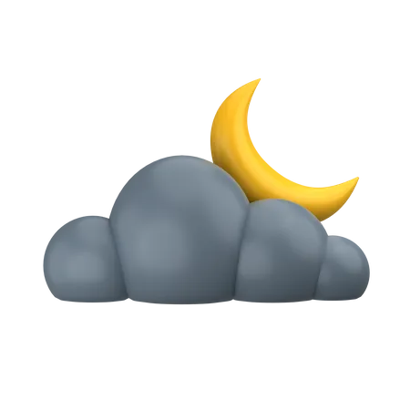 Cloudy Night 3 D Weather Icon 3D Icon