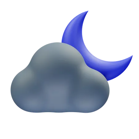 Cloudy Night And Crescent Moon  3D Icon
