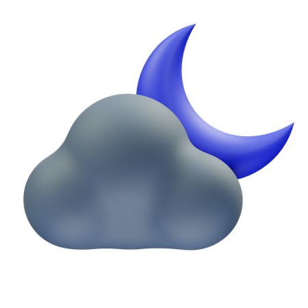 Cloudy Night And Crescent Moon  3D Icon