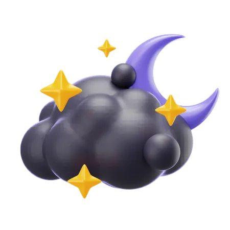 Cloudy Night And Stars  3D Icon