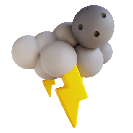 Cloudy Night Lightning  3D Illustration