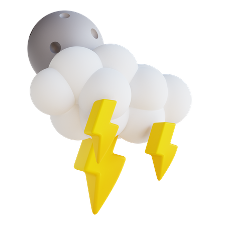 Cloudy Night Lightning  3D Illustration