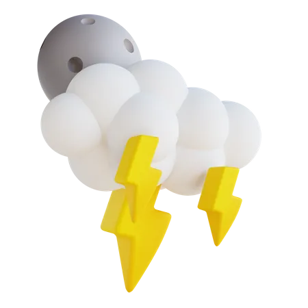 Cloudy Night Lightning  3D Illustration