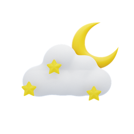 Cloudy Night Moon  3D Icon