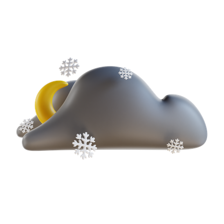 Cloudy Night Snowfall  3D Icon