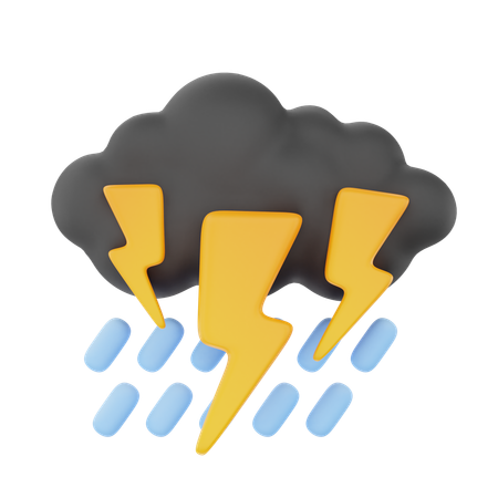 Cloudy Night Thunderstorm Rain  3D Icon