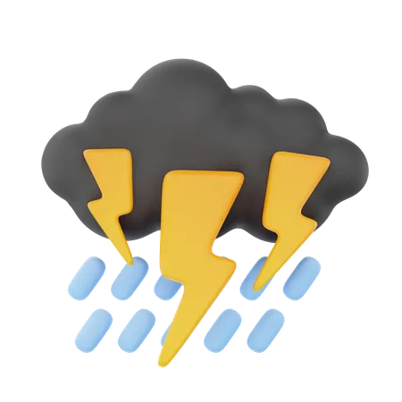 Cloudy Night Thunderstorm Rain  3D Icon