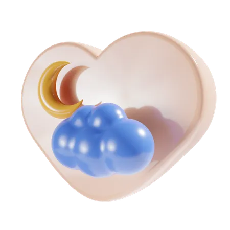 Cloudy Night With Heart  3D Icon