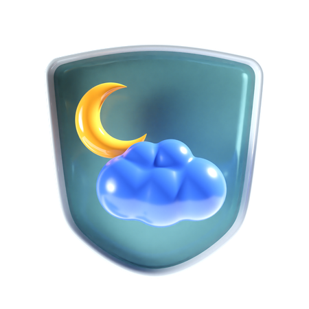 Cloudy Night with shield  3D Icon