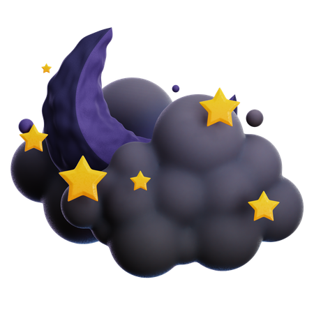 CLOUDY NIGHT WITH STARS  3D Icon