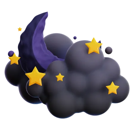 CLOUDY NIGHT WITH STARS  3D Icon