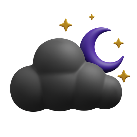 Cloudy night with stars  3D Icon