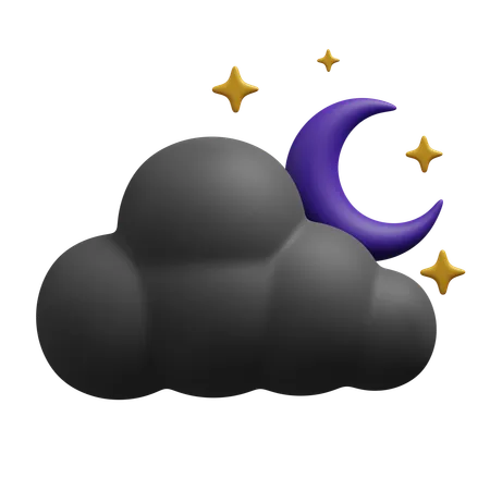 Cloudy night with stars  3D Icon