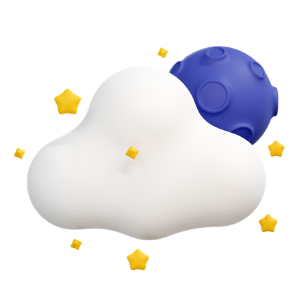 Cloudy night with stars  3D Icon