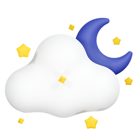 Cloudy night with stars  3D Icon