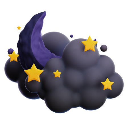 Cloudy Night With Stars  3D Icon