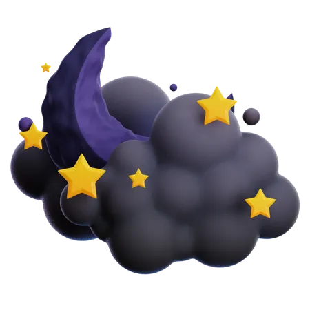 Cloudy Night With Stars  3D Icon