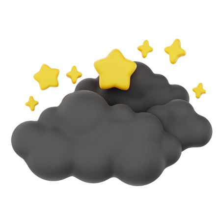 Cloudy Night With Stars Without Moon  3D Icon