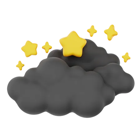 Cloudy Night With Stars Without Moon  3D Icon