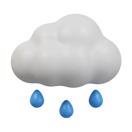 Cloud With Drops Rain 3 D Illustration 3D Icon