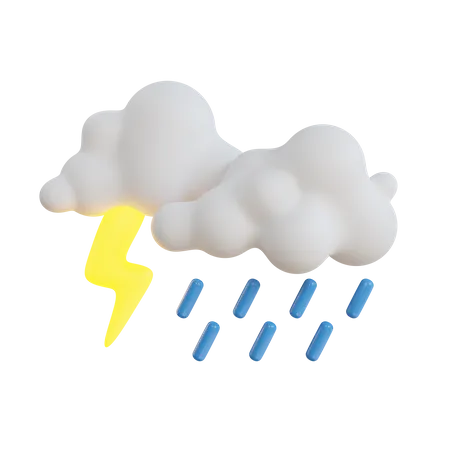 3 D Icon Of Rain And A Thunderstorm Cloud With A Lightning Bolt Weather Icons 3D Icon
