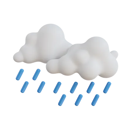 3 D Weather Icon Of Rain White Cloud With Blue Rain Drops On It Rain Cloud With Water Drops 3D Icon