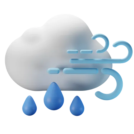 Cloudy Rain Windy  3D Icon