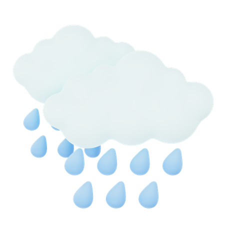 Cloudy Raindrop Drizzling  3D Icon