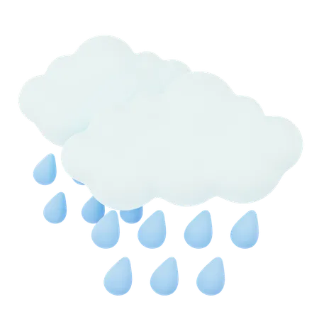 Cloudy Raindrop Drizzling  3D Icon