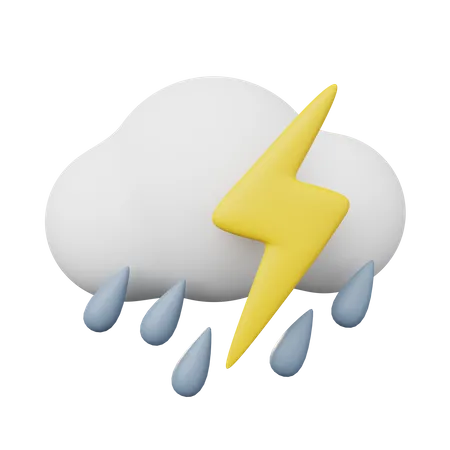 Cloudy rainy and Thunder  3D Illustration