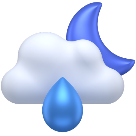 Cloudy rainy night  3D Icon