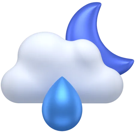 3 D Icon Of A Cloudy Rainy Night 3D Icon