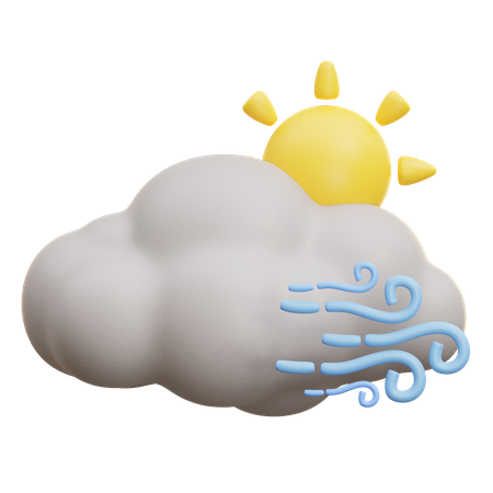 曇り空と太陽  3D Icon