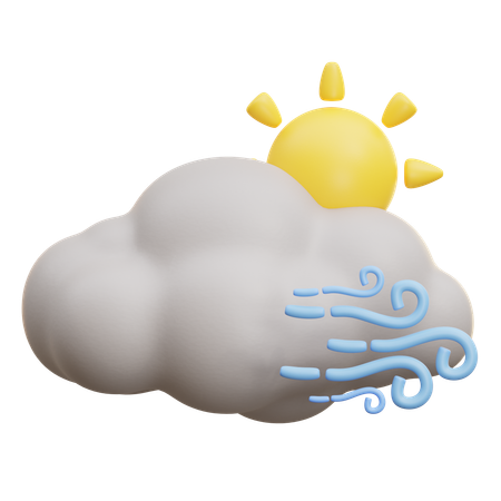 Cloudy Sky With Sun  3D Icon