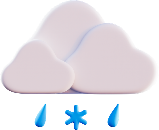 Cloudy Sleet  3D Icon