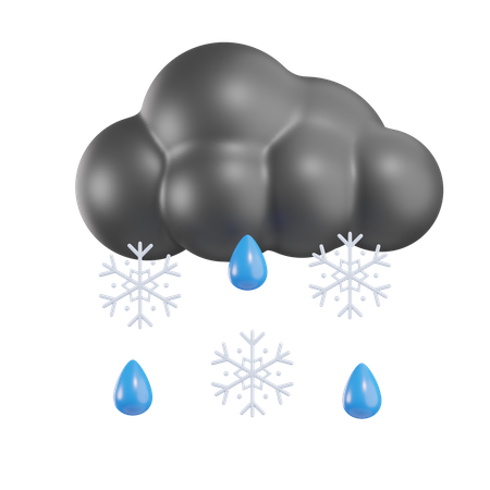 Cloudy Snow Rain  3D Icon