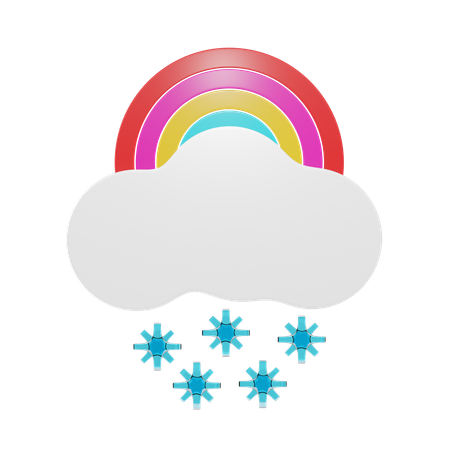 Cloudy Snowfall With Rainbow  3D Icon