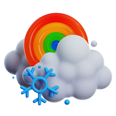 CLOUDY SNOWFALL WITH RAINBOW  3D Icon