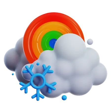 CLOUDY SNOWFALL WITH RAINBOW  3D Icon