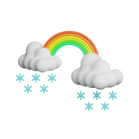 Cloudy Snowfall with Rainbow  3D Icon