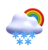 Cloudy Snowfall With Rainbow