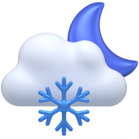 Cloudy snowing night  3D Icon