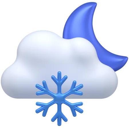 3 D Icon Of A Cloudy Snowy Night 3D Icon