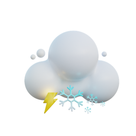 Cloudy Snowy And Lightning  3D Icon