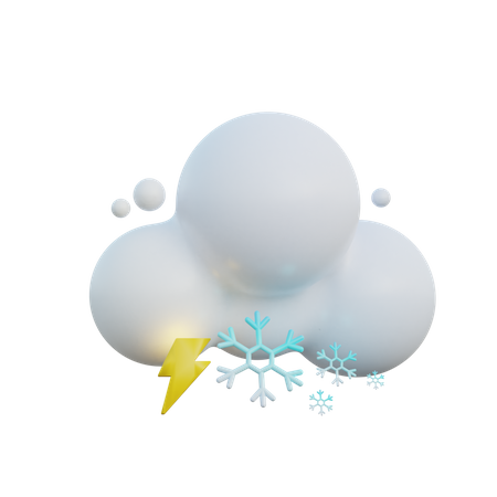 Cloudy Snowy And Lightning 3D Illustration